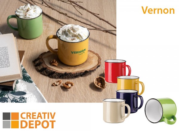 Tasse, bedruckt "Vernon" white