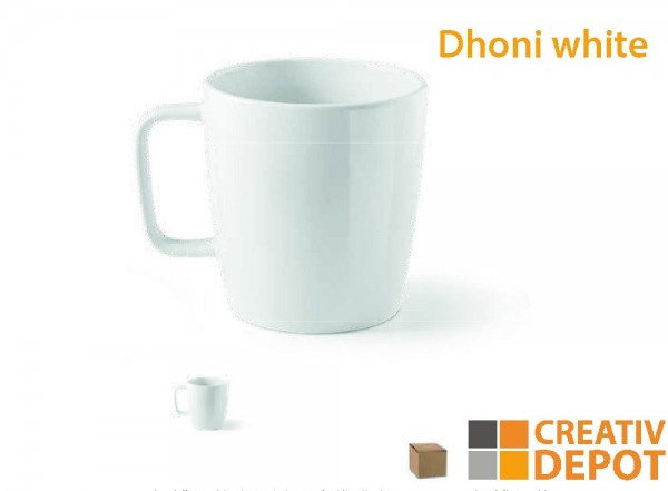 Becher, bedruckt "Dhoni" white