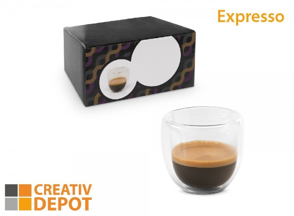 "EXPRESSO" - Isothermisches Glas-Kaffee Set mit 2 Gläsern