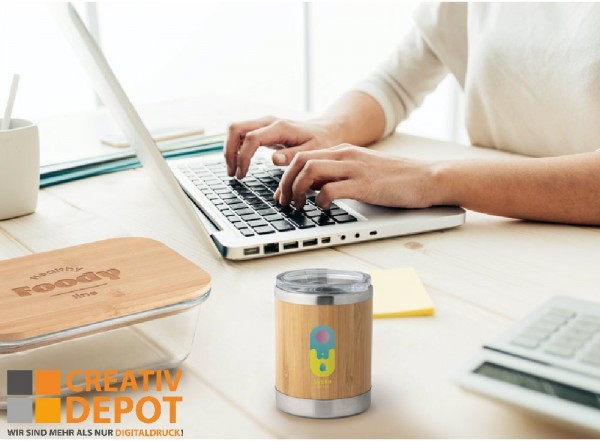 "Lycka" - Becher aus Bambus und Edelstahl, 350 ml